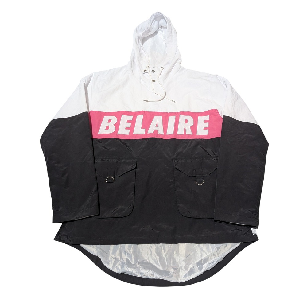 Luc Belaire Windbreaker Unisex L Black White Pink Anorak Staff Only Rare France
